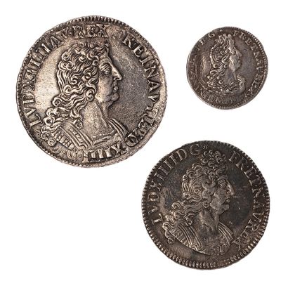null Louis XIV (1643-1715)

Lot of 3 reformed coins : 

- Ecu aux Insignes 1702 X....