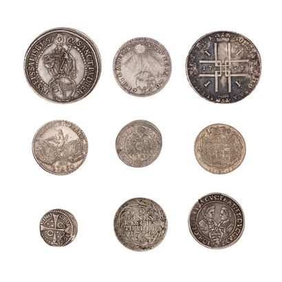 null Lot of 9 silver coins : 

- Austria : 

20 kreuzer Salsburg 1793 (SUP)

Thaler...