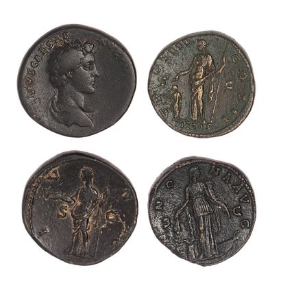 null Lot of 4 bronze sesterces. 

Antoninus the Pious : anona C. 35, bust of Marcus...