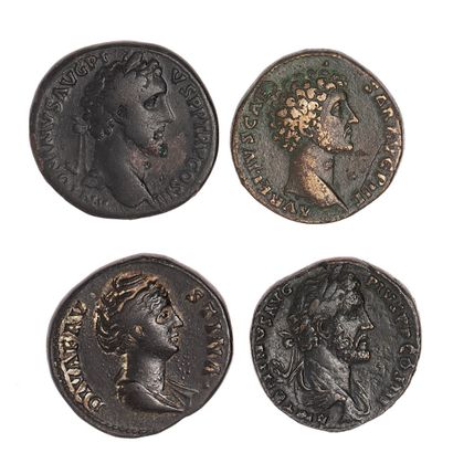null Lot of 4 bronze sesterces. 

Antoninus the Pious : anona C. 35, bust of Marcus...