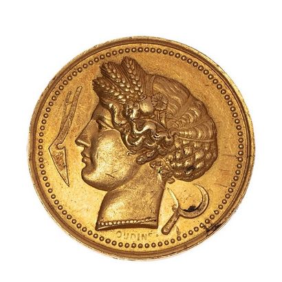 null Médaille en or (900) gravée par Oudiné de la Société d'agriculture des basses...