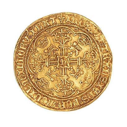 null Henri VI d'Angleterre (1422-1453)

Noble d'or frappé à Calais. 

Seaby 1803...
