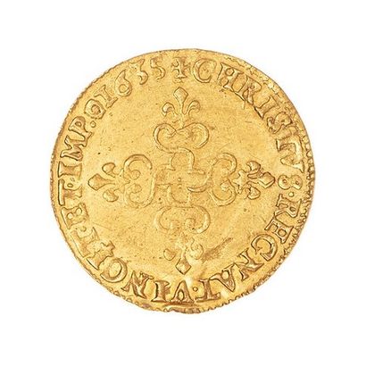 null Louis XIII (1610-1643)

Golden shield with sun 1635 X. 

Dup. : 1282B. 

Small...
