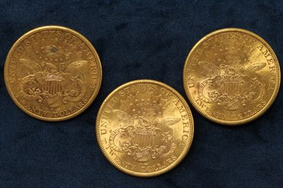null 3 pièces en or de 20 dollars "Liberty Head double Eagle" 1898 (San Francisco)...