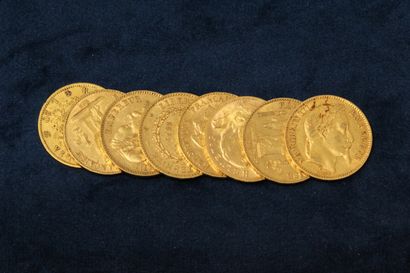 null Lot of nine gold coins including : 

- 4 x 20 francs Genie IIIè République (1877...