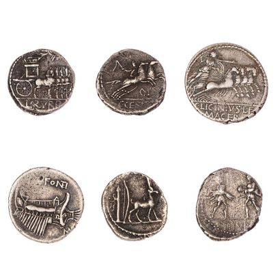 null ROMAN REPUBLIC

Lot of 6 silver denarii of the families : Licinia, Fonteia,...