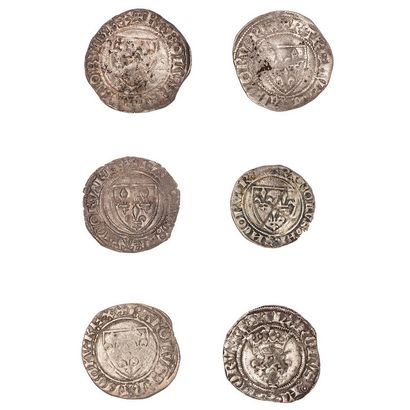 null Charles VI (1380-1422)

Lot de 6 monnaies d'argent. 

- 4 blancs Guénar, 2eme...