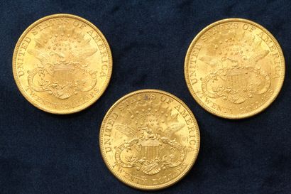 null 3 gold coins of 20 dollars "Liberty Head double Eagle" 1897 (Philadelphia) x...