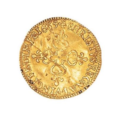 null Louis XIII (1610-1643)

Half shield Or with sun 1635 X. 

Dup. : 1283B. 

Folds,...