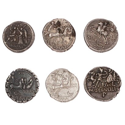 null ROMAN REPUBLIC

Lot of 6 silver denarii of the families : Servilia, Nonia, Sergia,...