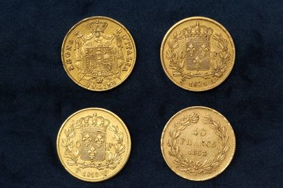 null OB Lot of gold coins including : 

- 40 francs Louis Philippe type Domard 1833...