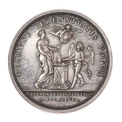 null LOUIS XV 

Silver medal, period, commemorating the second marriage of the Dauphin...