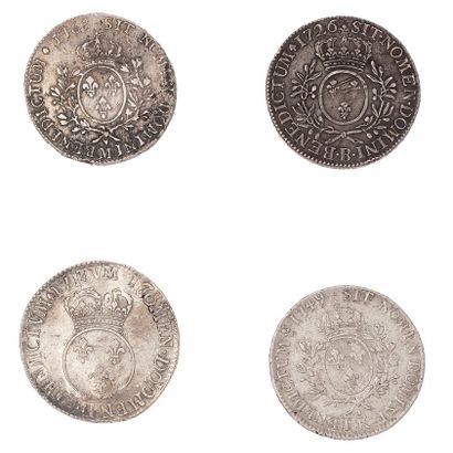 null LOUIS XV 

Lot of 4 ecus : 1716 (reformation), 1726 Rouen, 1749 Bordeaux and...
