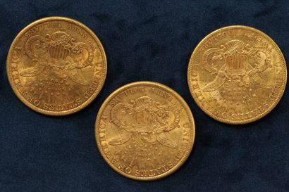 null 3 pièces en or de 20 dollars "Liberty Head double Eagle" 1897 (San Francisco),...