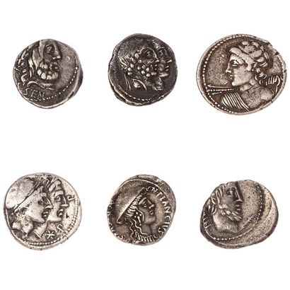 null ROMAN REPUBLIC

Lot of 6 silver denarii of the families : Licinia, Fonteia,...