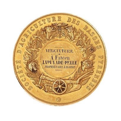 null Médaille en or (900) gravée par Oudiné de la Société d'agriculture des basses...