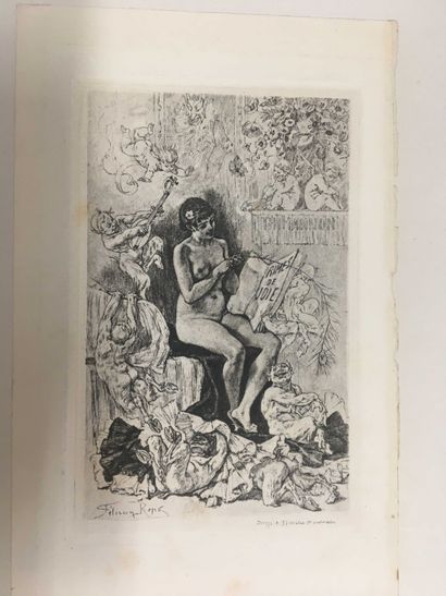 null ROPS Félicien, 1833-1898,

Rimes de joie,

vernis mou et pointe sèche (insolation...