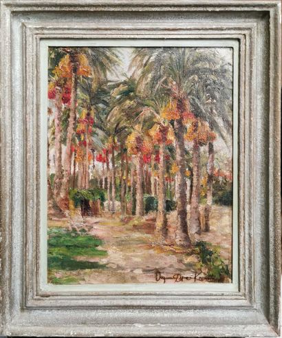 null 
FLORA KARRAVIA Thalia (1871-1960) 

Allée de palmiers,

huile sur toile marouflée...