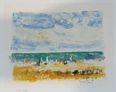 null Set of 10 greeting cards : 



PANET Gérard (XX)

Seaside with sailboats 

Monotype...