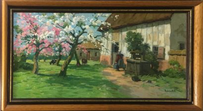 null ESCHBACH Paul, 1881-1961,

Arbres en fleurs devant la ferme, environs d'Honfleur,...
