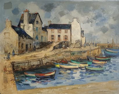 null DESGRANGES Gérard, 1909-2006,

Port Haligen at high tide,

oil on canvas, signed...