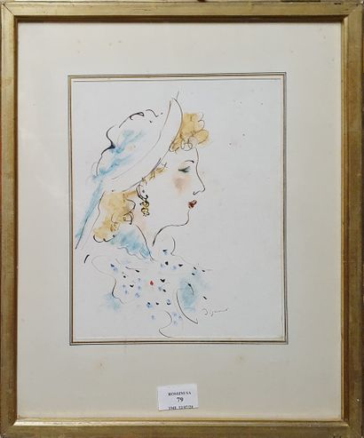 null DIGNIMONT André, 1891-1965,

Femme blonde de profil,

plume, encre brune et...