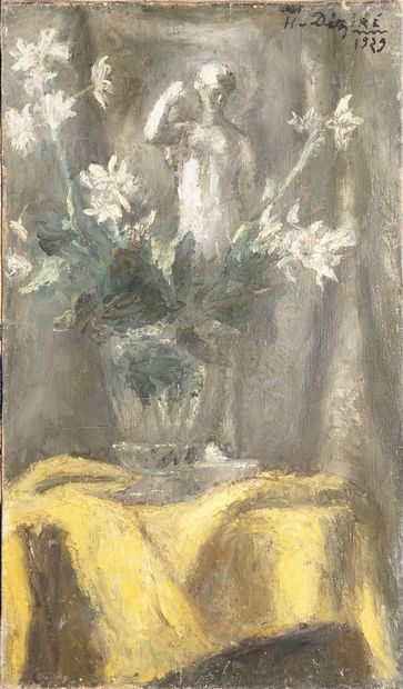 null DÉZIRÉ Henri, 1878-1965,

Bouquet et statue, 1929,

huile sur toile, signée...