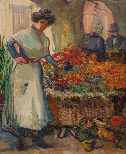 null FORTUNEY Louis, 1875-1951,

Marchande de fleurs,

huile sur carton (accidents...