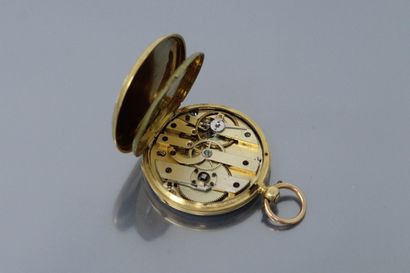 null 18k (750) yellow gold pocket watch, enamelled dial with cream background (acc.),...