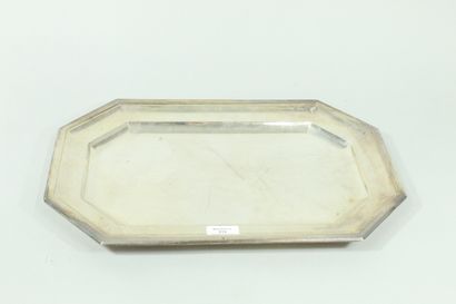 Rectangular silver tray with cut sides. 
Signed...