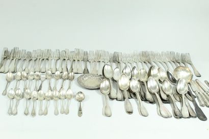 null 
Strong lot of silver cutlery XVIII-XIXth century 
