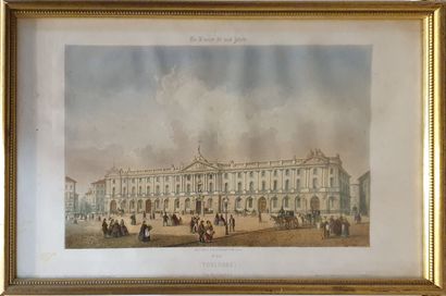 null Lot of four framed pieces:



Engraving View of the capitol in Toulouse



SAIAH...