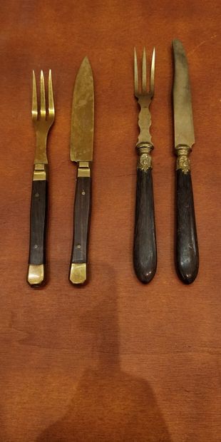 null Set of two services



One fruit set: 



Six knives with dark wood handles...