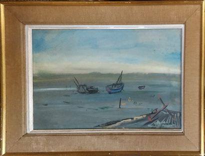 null CARRERE Jean Gérard 1922-2015

Bassin d'Arcachon at low tide,

gouache on paper,...