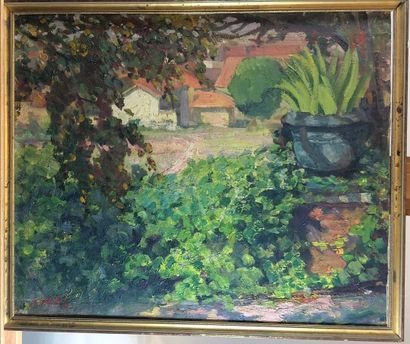 null LOT COMPRISING:

POUCHAUX

Landscape with a barrier

Oil on panel, signed lower...