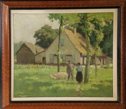 null MONNATTE Simon (1894 - 1945) 

Discussion in front of the farm,

oil on canvas,...