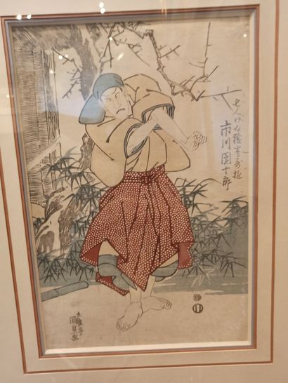 null Estampe Japonaise représentant des personnages de théâtre. Période Edo.