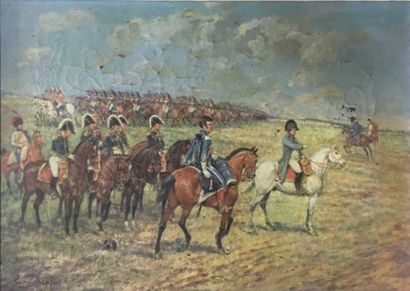 null CHEPFER Émile, 1876-1944,Napoleon Bonaparte on a battlefield,oil on canvas (cracks...