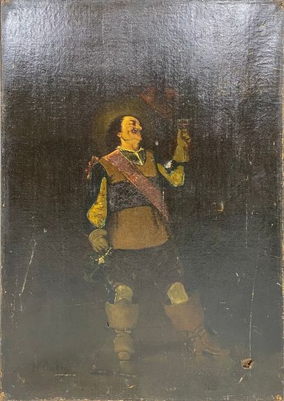 null THE CIMBER, in the style of Adolphe Alexandre LESREL

Musketeer bearing a toast

oil...