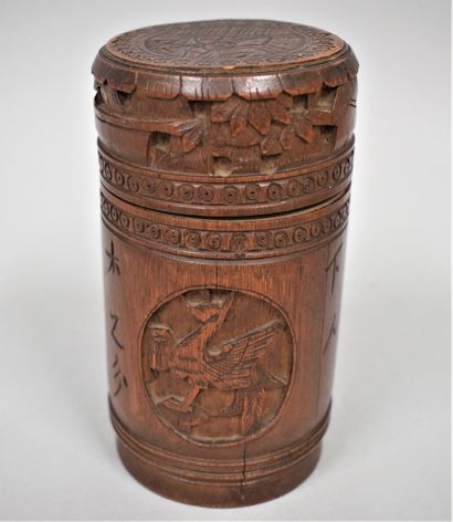 null China 19th century

Two carved wooden boxes decorated with two characters and...