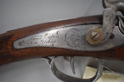 null Percussion rifle, octagonal barrel then round towards the mouth, stick decorated...