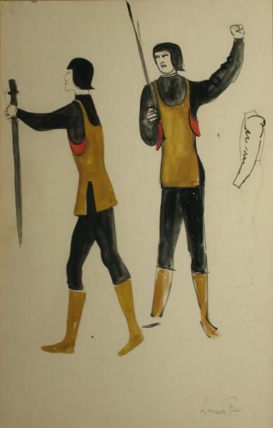 FINI Léonor, 1908-1996 Projet de costume pour le Roi pêcheur, le guerrier (beige...