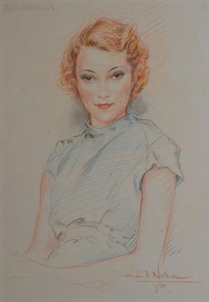 GIRAULT DE NOLHAC Henri, 1884-1945 Annabella, 1935 Dessin aux crayons de couleurs...