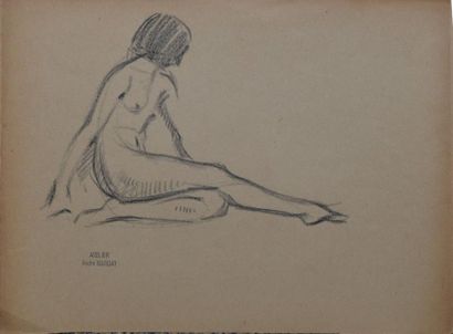 MARGAT André, 1903-1999 Huit modèles nus-Étude de porteurs Huit dessins à la sanguine...