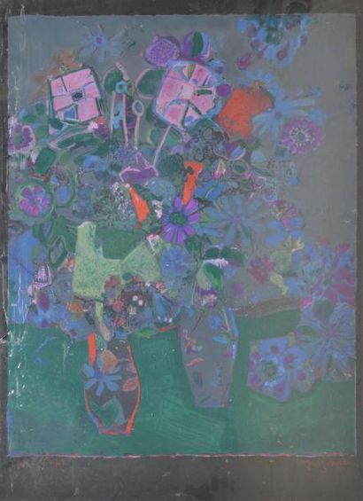 BEZOMBES Roger, 1913-1994 Bouquets Gravure en couleurs E.A., signée en bas à droite....