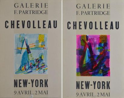 CHEVOLLEAU Jean, 1924-1996 Voiliers-Composition Deux aquarelles montées sur un projet...