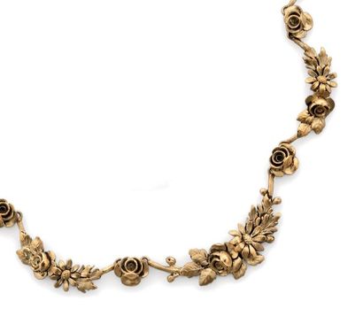 null Petit collier articulé en or jaune, à décor floral. Vers 1900. Poids: 18 g.