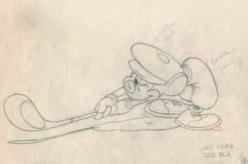 null CANINE CADDY - Studio Walt Disney, 1941. Dessin d'animation de Mickey. 24 x...