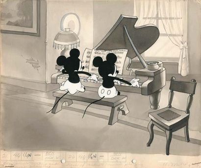 null PUPPY LOVE - Studio Walt Disney, 1933. Cellulo sur le décor original correspondant...