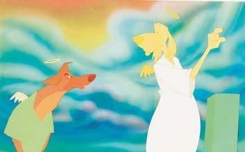 null ALL DOGS GO TO HEAVEN (Don Bluth, 1989) Cellulo sur une copie de décor. On y...